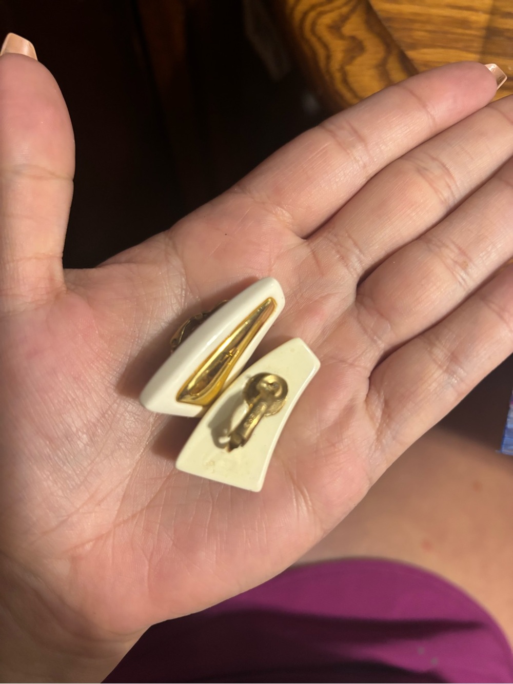 Classic Cream and Gold Clip-On Earrings - Elegant Women's Jewelry